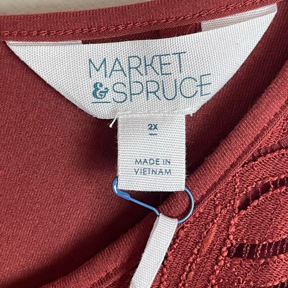 NWT Market &‎ Spruce Top Size 2X – Red Rust Geometric Lace Layered Look - Picture 5 of 6